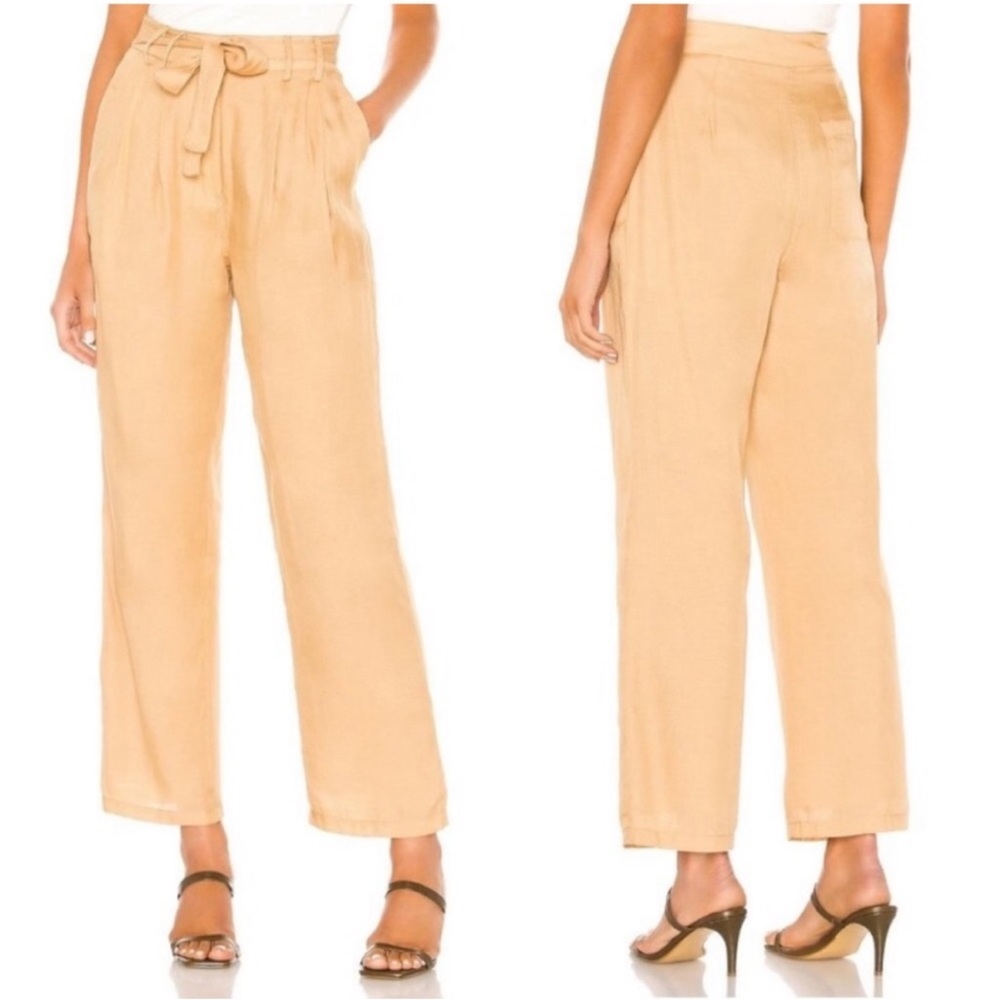 L'ACADEMIE The Danette Bronze Button Fly Belted High Rise Trousers - Picture 2 of 13